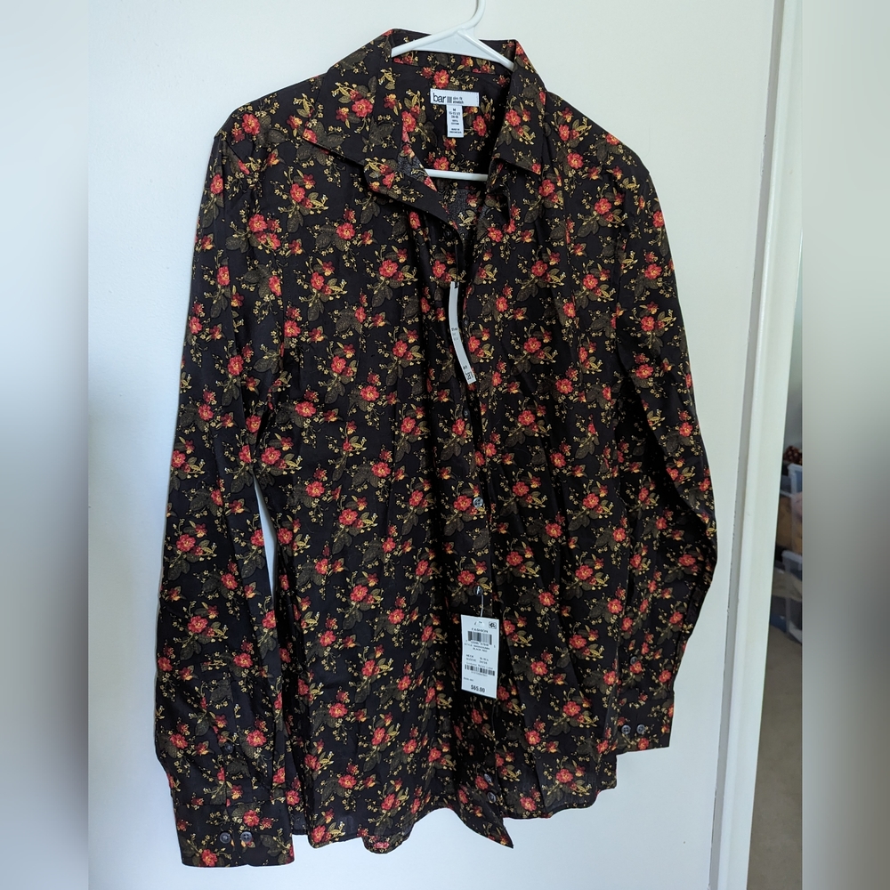 Bar III Floral Long Sleeve Button Up Shirt